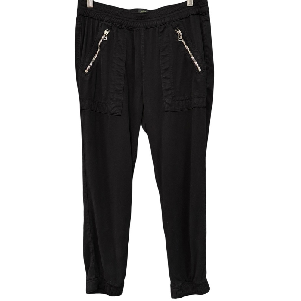 DWP Black Jogger Pants Tencel Blend Zip Pocket Elastic Waist Small Made in USA